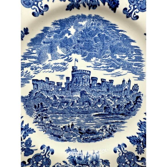 Staffordshire Blue & White Windsor 9” Castle English Plate by Unicorn - Picture 3 of 17